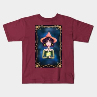 Purple hair libra witch Kids T-Shirt